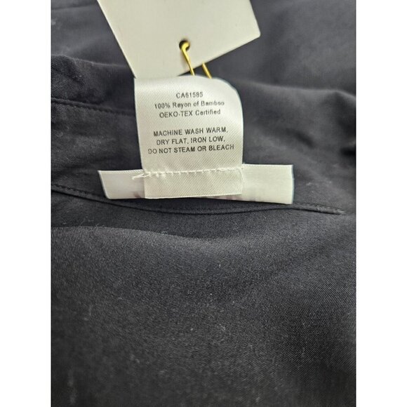 New Londre Button Down Shirt Dress Womens S/M Black Bamboo Rayon Cover Up - Picture 8 of 8